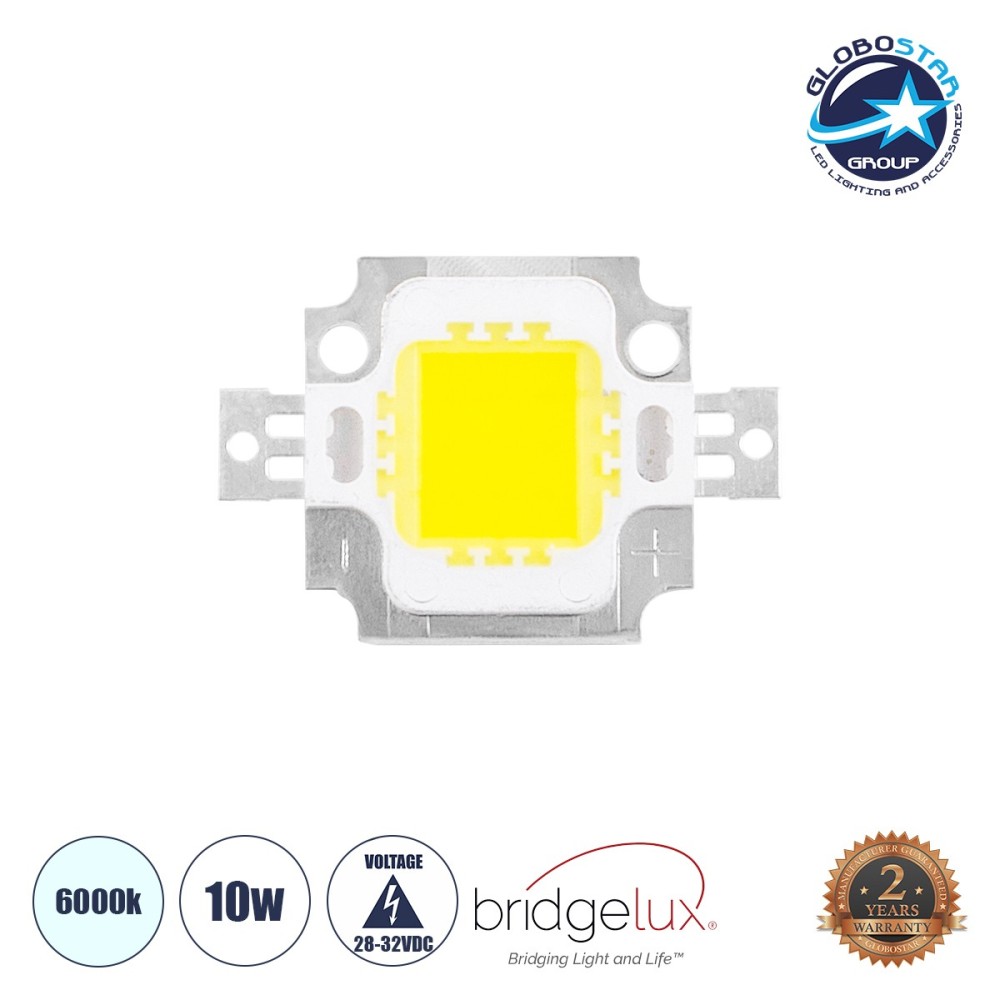 GLOBOSTAR® COBCHIP 73760 Cob LED 10W 1000lm 120° DC 28-32V IP20 Ψυχρό Λευκό 6000K Dimmable - Bridgelux COB Chip - Μ2.9 x Π2 x Υ0.3cm - 2 Χρόνια Εγγύηση